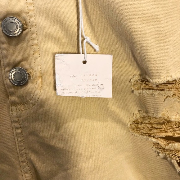 Lauren Conrad Yellow Button Fly Shorts - Picture 2 of 5